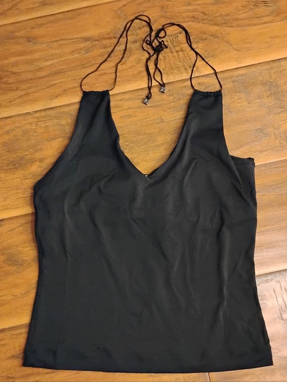 Armani Exchange Black Nylon Halter With Metal Accents